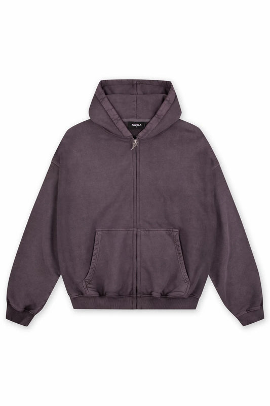 FAVELA-ZIPPER PURPLE SAND WASHED FRONTZIP