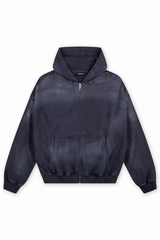 FAVELA- ZIPPER MANCHETTE NAVY SUN DRIED HOODIE